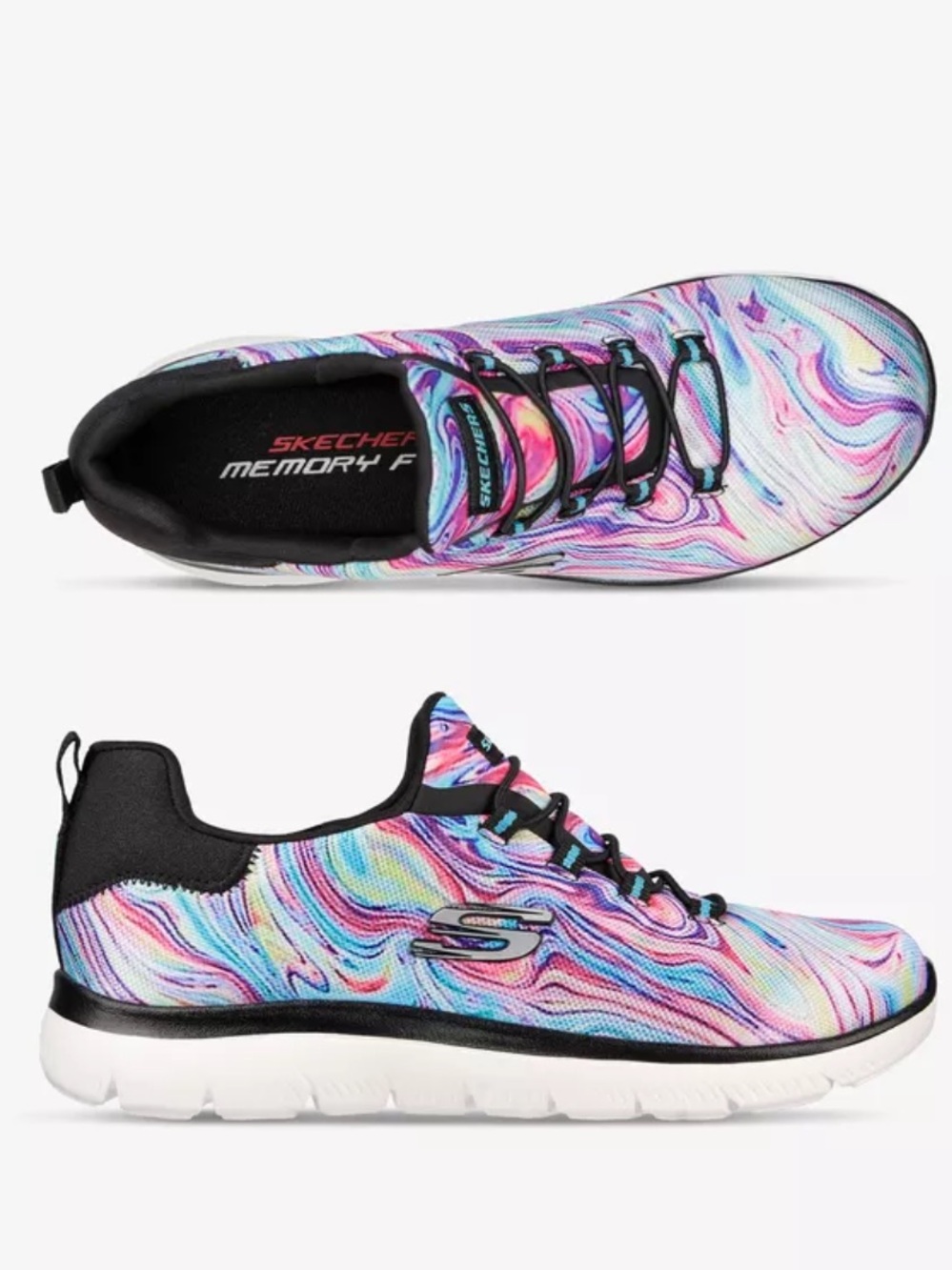 Skechers Sport Women's Summits Brilliant Dreamer Black Multi Athletic Slip On 10